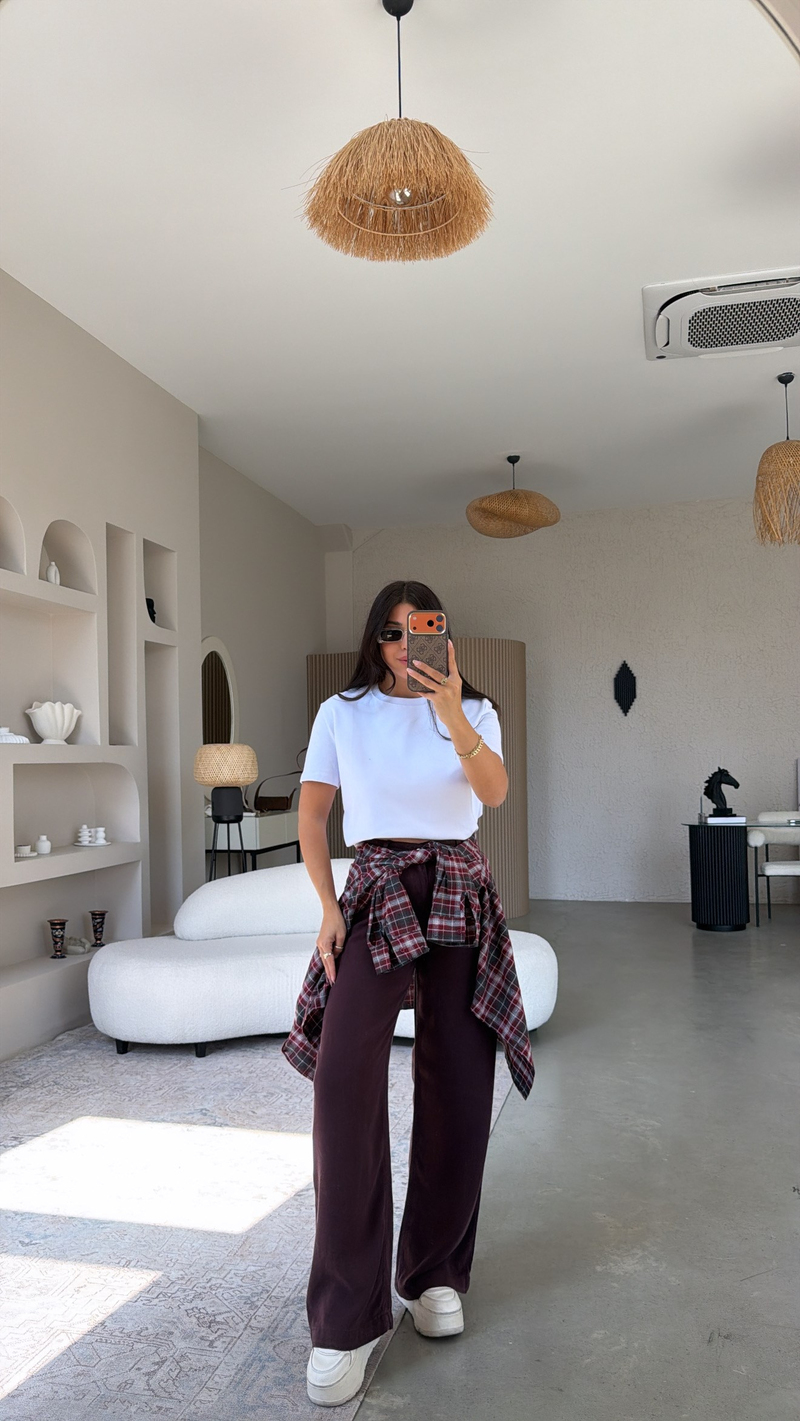 Mürdüm Tensel Yıkamalı Denim Pantolon