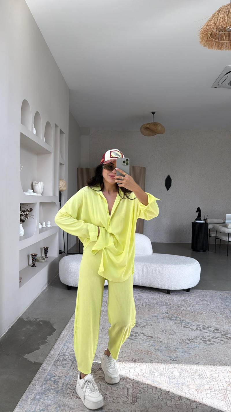 Neon Bürümcük Gömlek Pantolon Takım