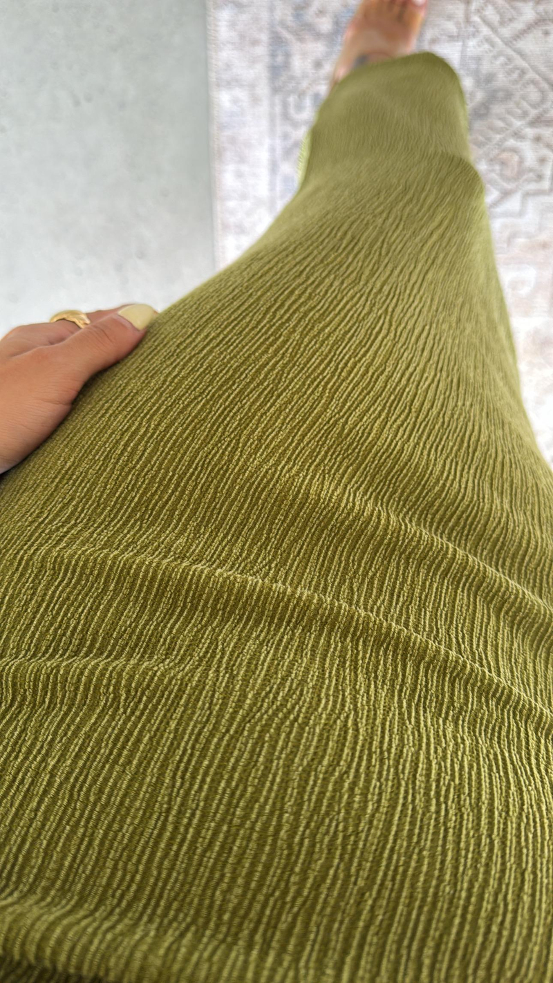Olive Bürümcük ZR Model Büzgü Detay Elbise