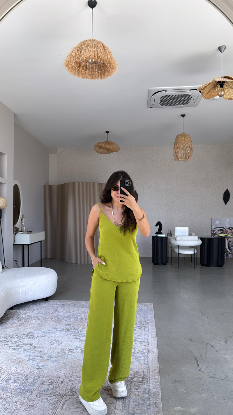 Olive İp Askılı Basic Tiril Takım