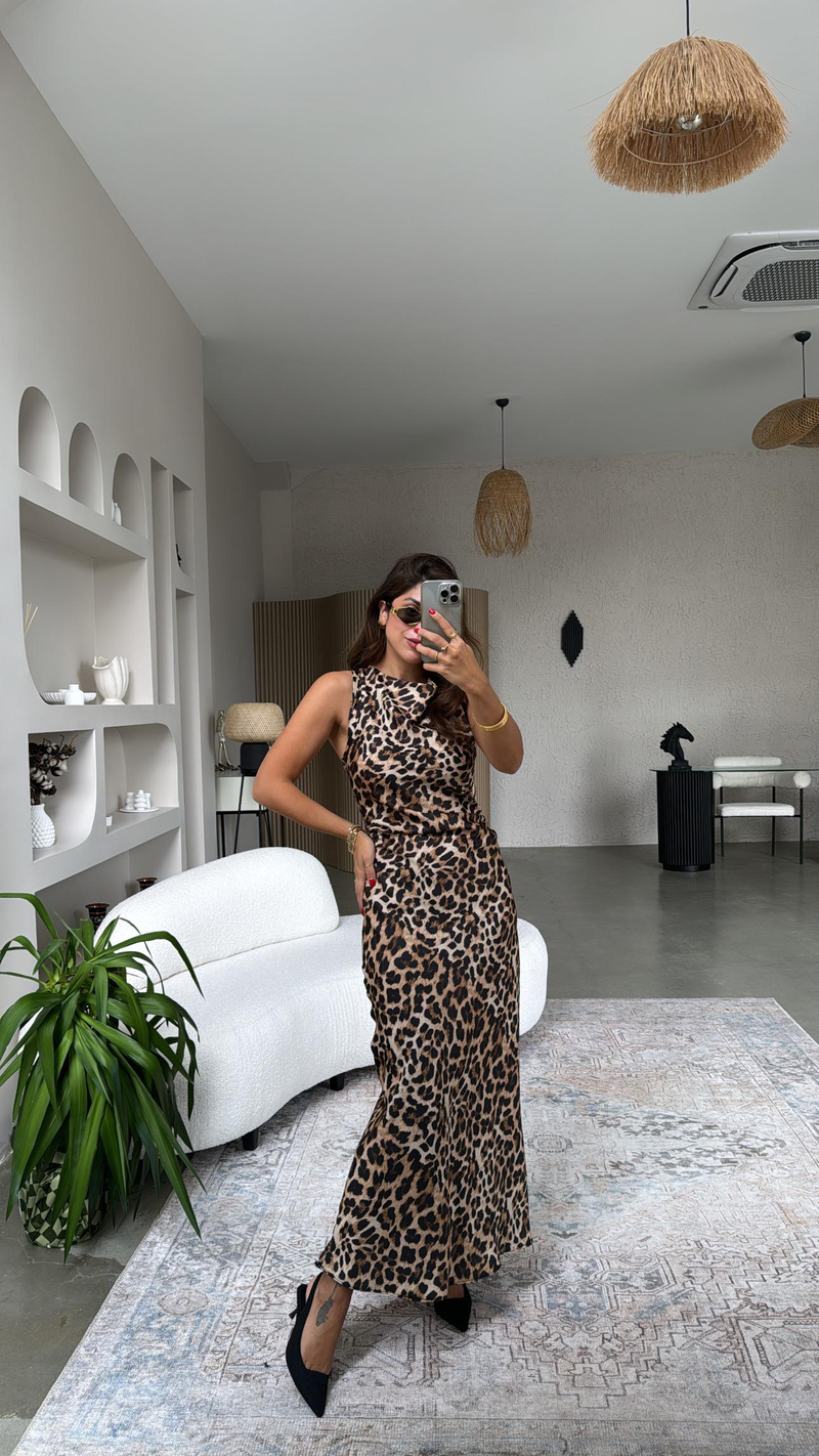Omuz Detay ZR Model Leopar Elbise