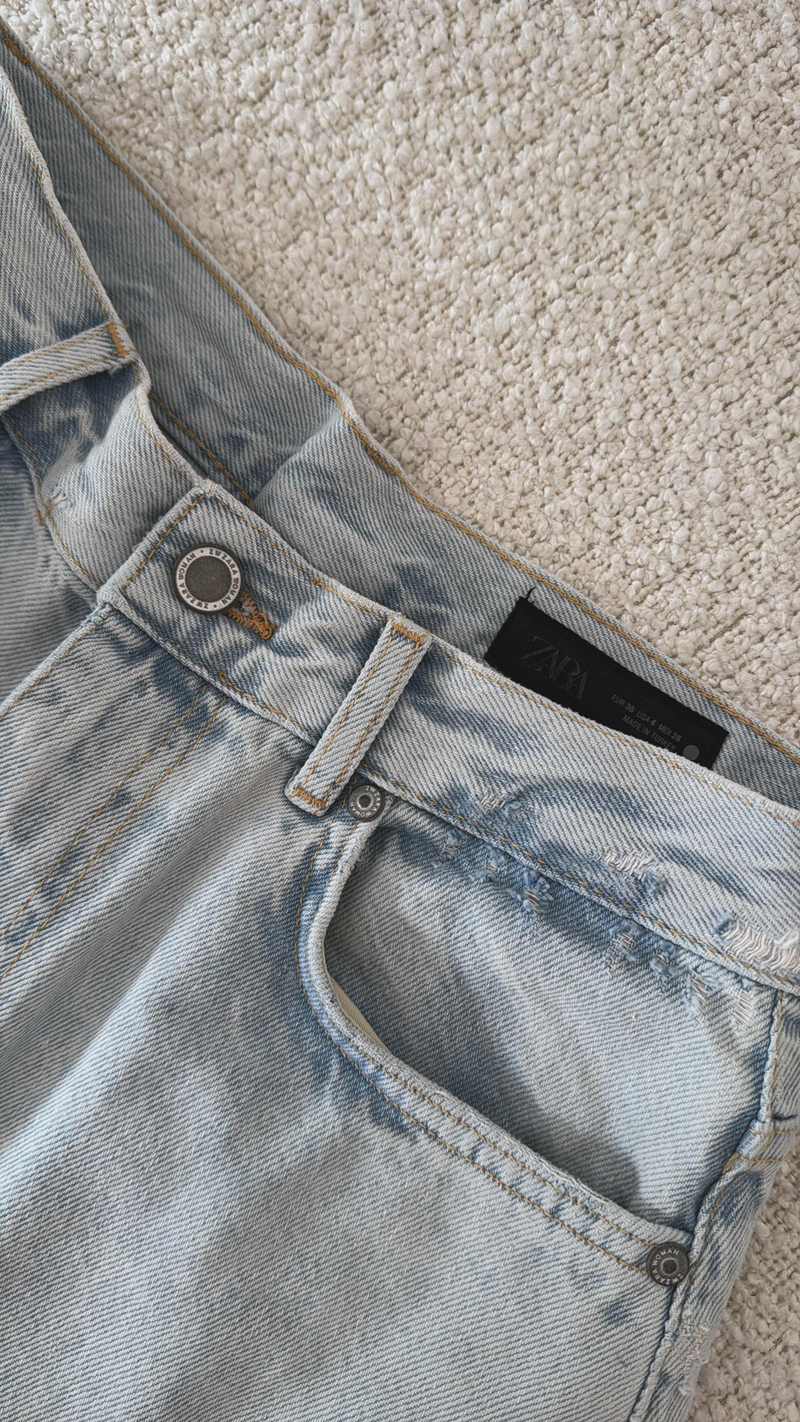 Orijinal ZR Buz Mavi Oversize Wide Leg Jean