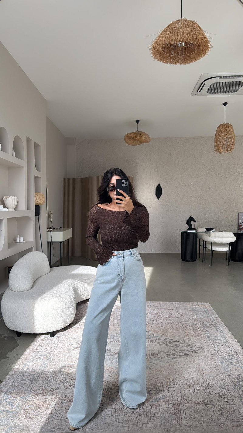 Orijinal ZR Buz Mavi Oversize Wide Leg Jean