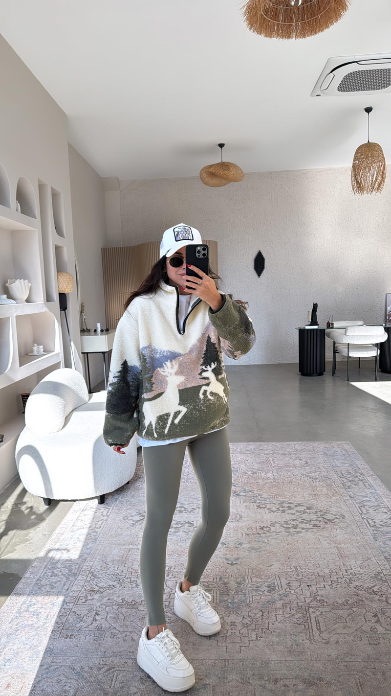 Oys Model Geyikli Polar Sweatshirt