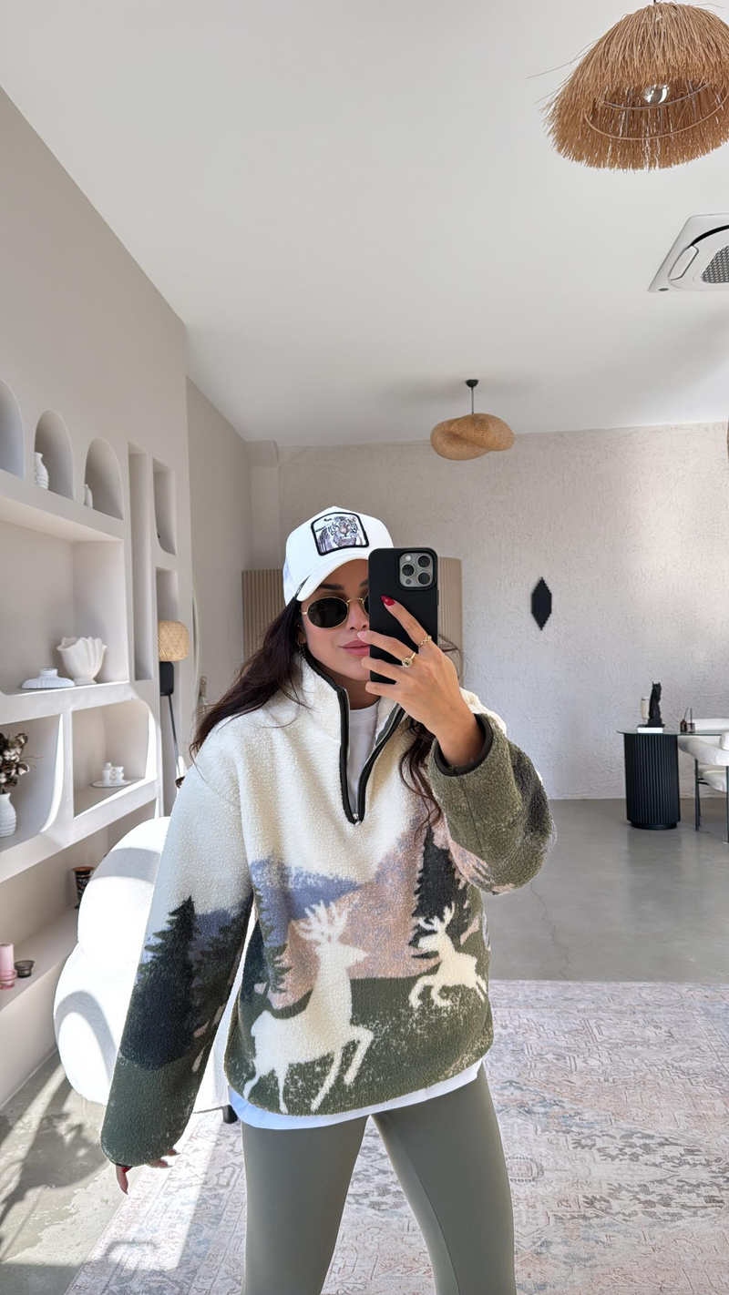 Oys Model Geyikli Polar Sweatshirt