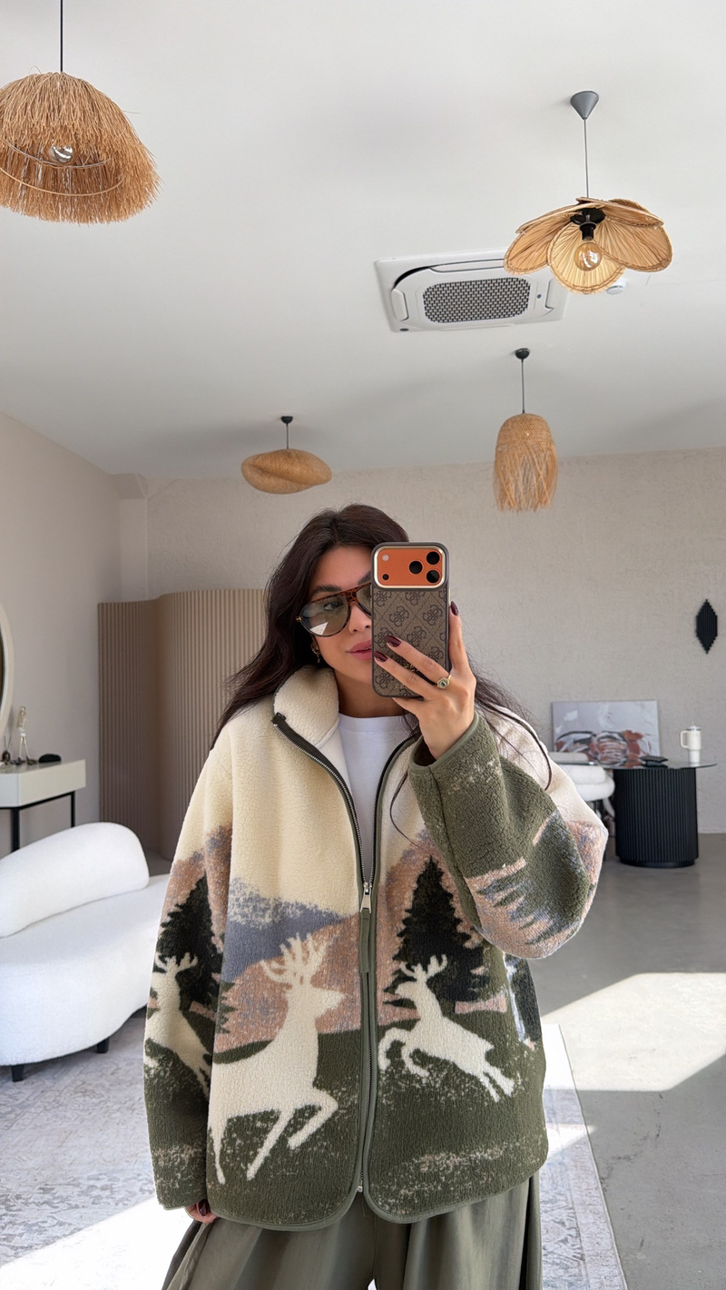 Oys Model Soft Geyikli Polar Ceket