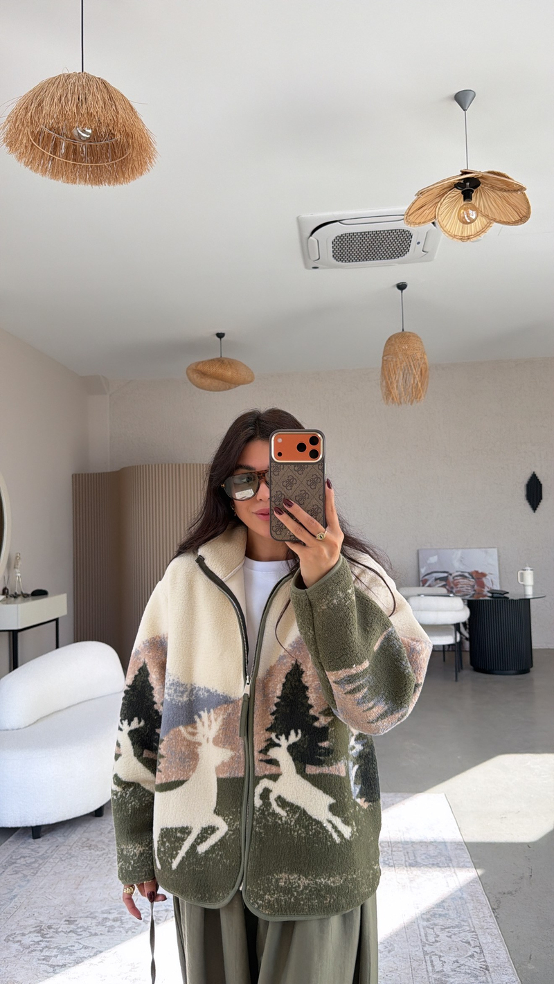 Oys Model Soft Geyikli Polar Ceket