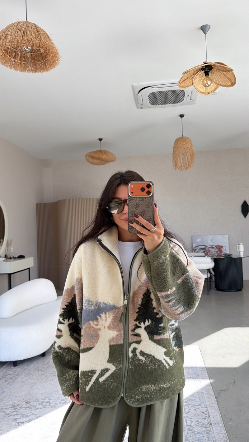 Oys Model Soft Geyikli Polar Ceket