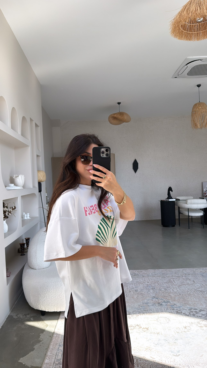 Palm Beach Baskılı Pamuklu Tshirt