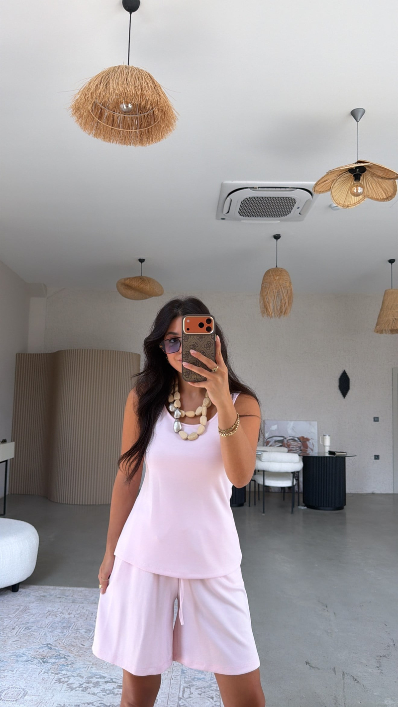 Pembe Modal Atlet Şort Takım
