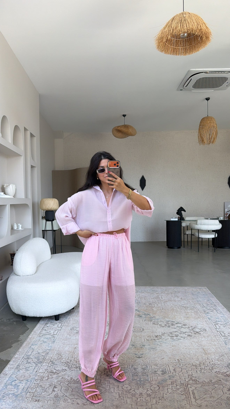 Pembe Şort Astarlı Şalvar Pantolon