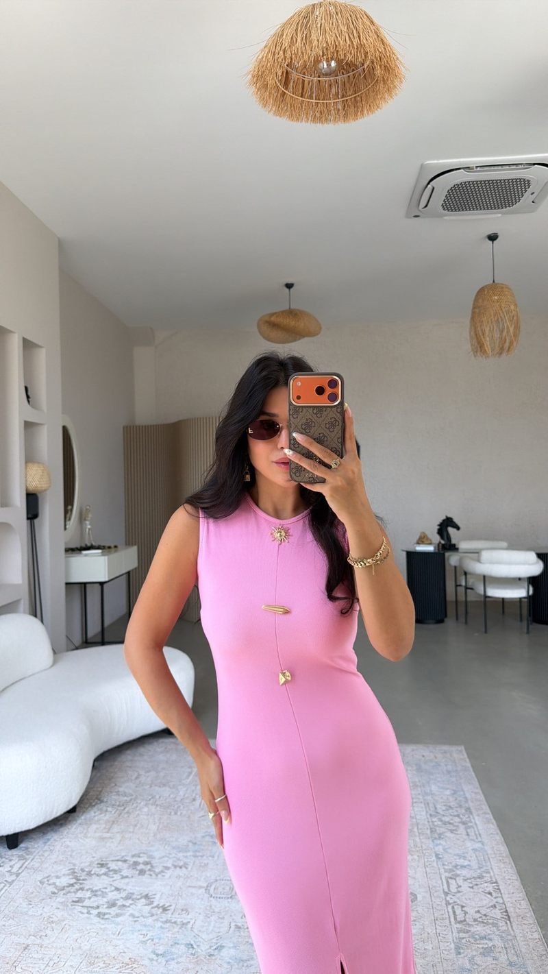Pembe Üç Broşlu Ottoman Elbise