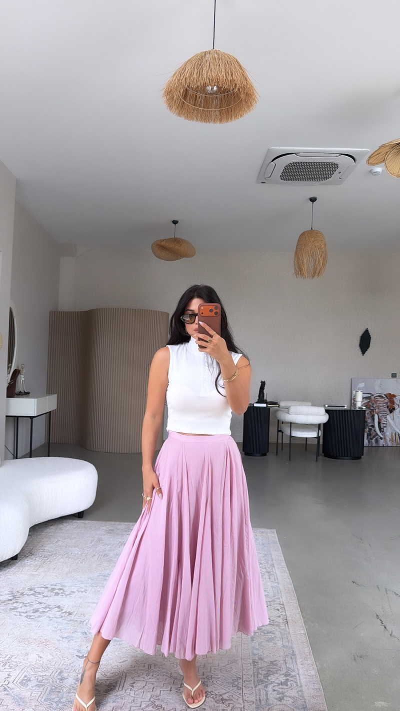 Pembe ZR Orijinal Pamuklu Kiloş Astarlı Etek