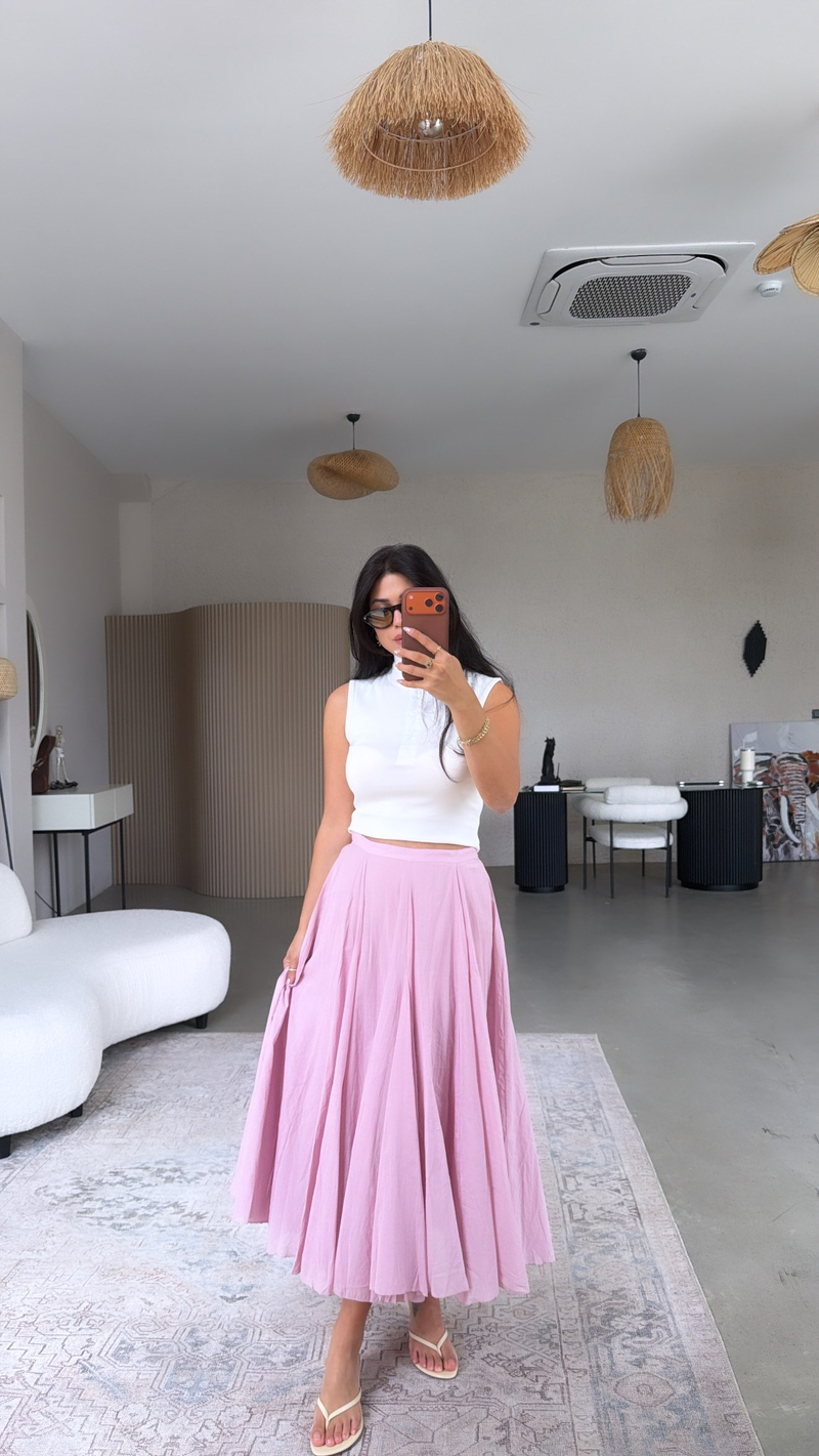 Pembe ZR Orijinal Pamuklu Kiloş Astarlı Etek