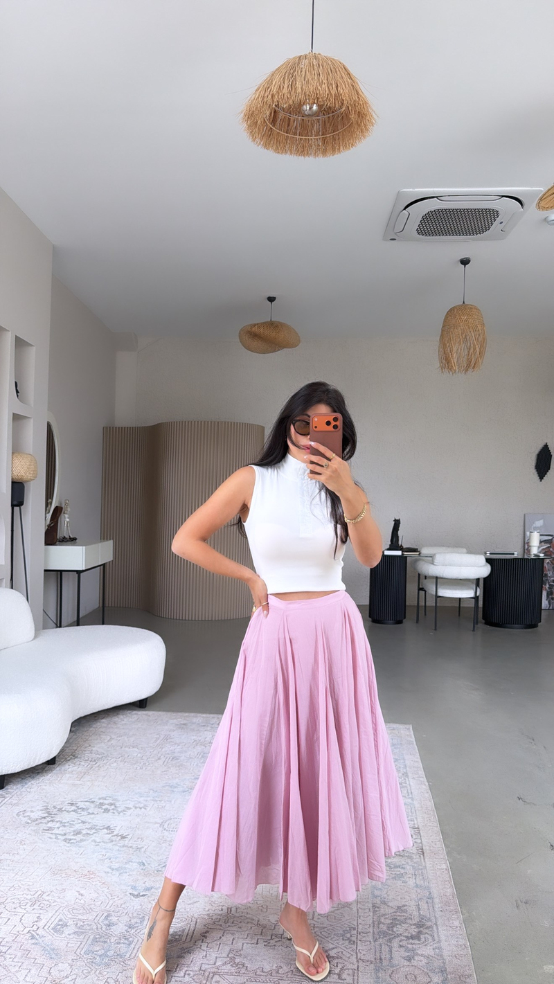 Pembe ZR Orijinal Pamuklu Kiloş Astarlı Etek
