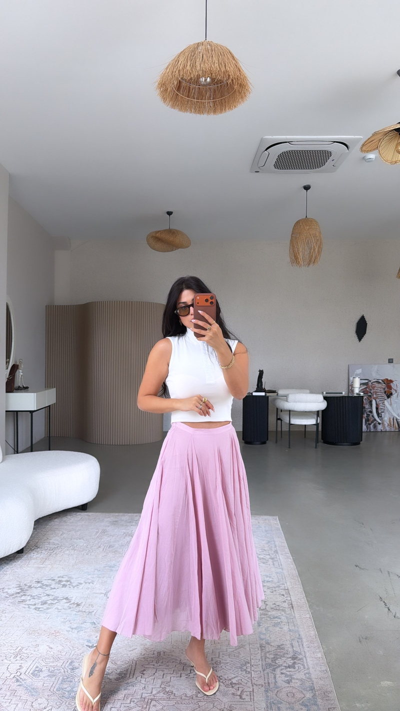 Pembe ZR Orijinal Pamuklu Kiloş Astarlı Etek