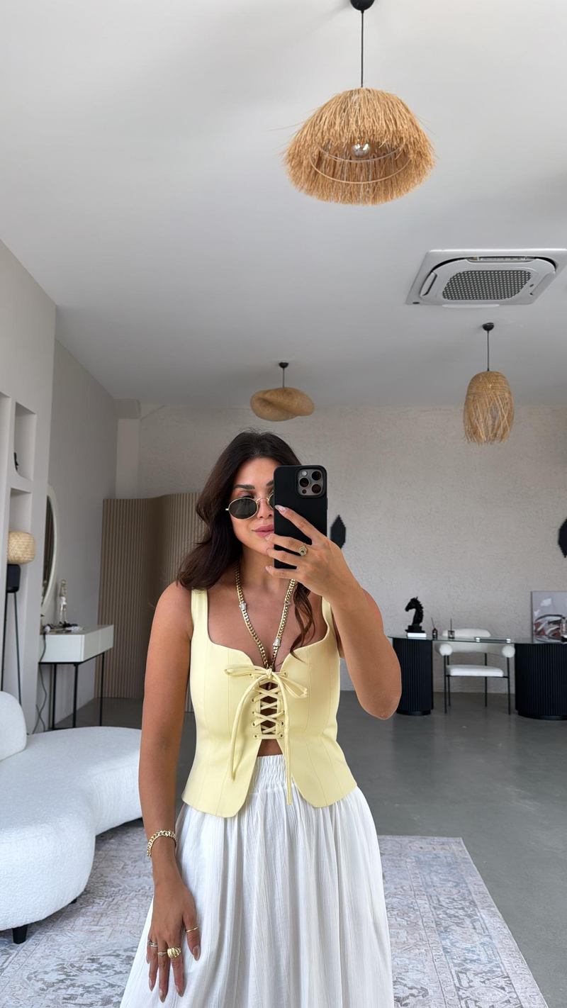 Sarı Bağlamalı Premium Büstiyer