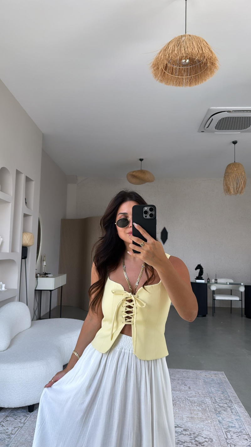 Sarı Bağlamalı Premium Büstiyer