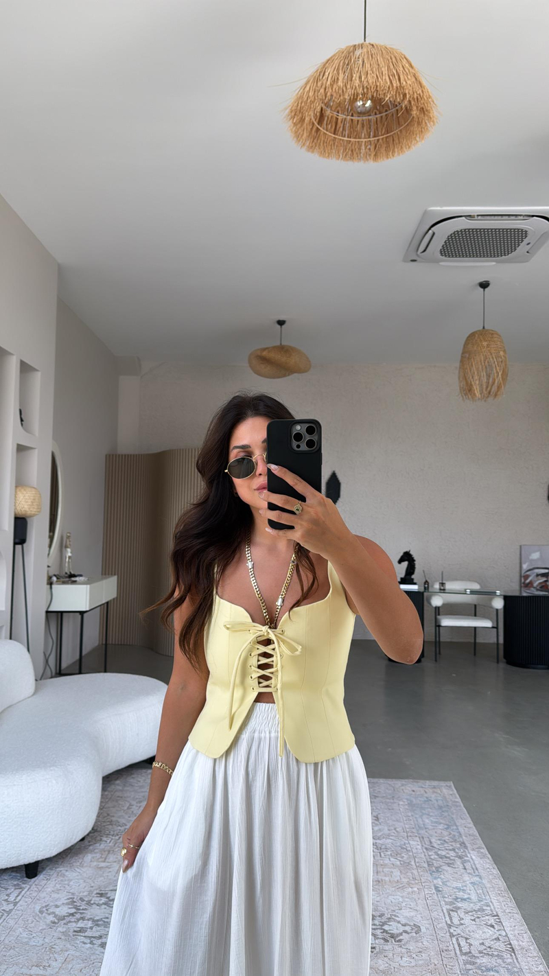 Sarı Bağlamalı Premium Büstiyer