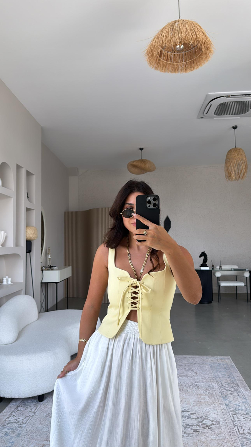 Sarı Bağlamalı Premium Büstiyer