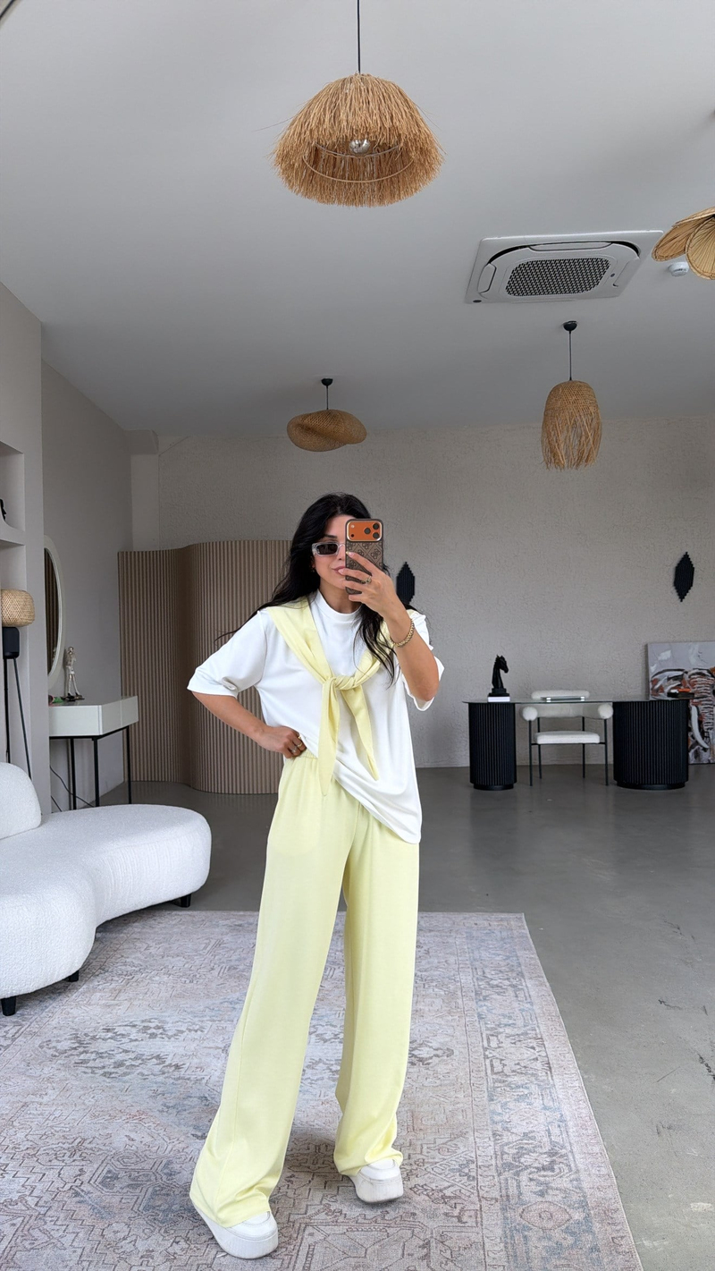 Sarı Fular Detaylı Modal Eşofman Takımı