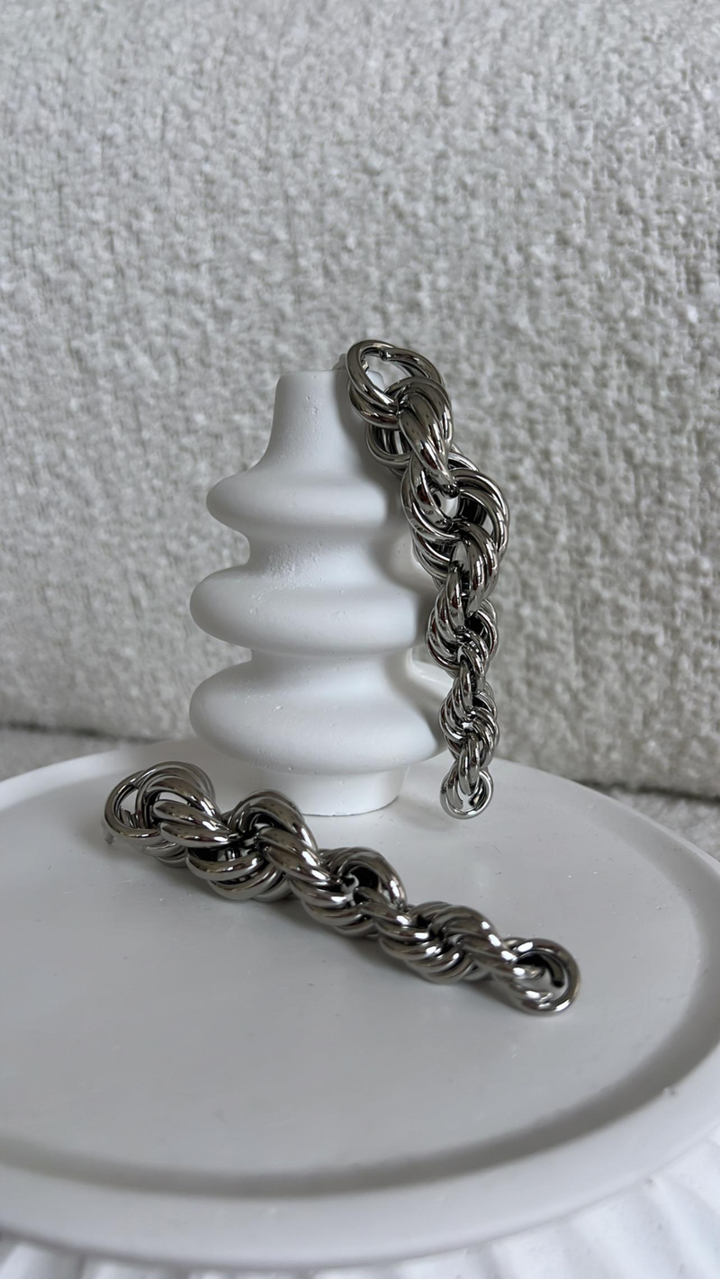 Silver Sarmal Zincir Görünümlü Küpe