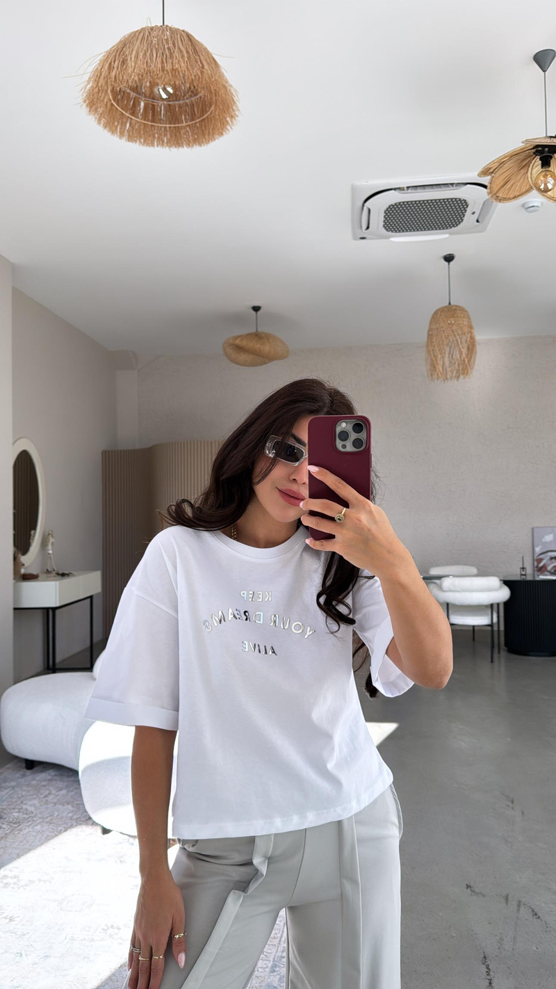 Silver Yazı Baskılı Baskılı Tshirt
