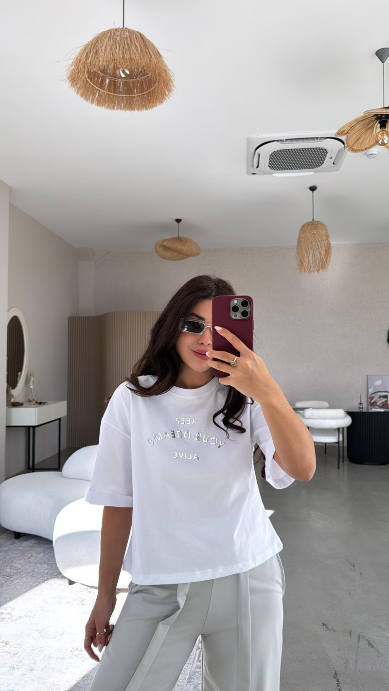 Silver Yazı Baskılı Baskılı Tshirt