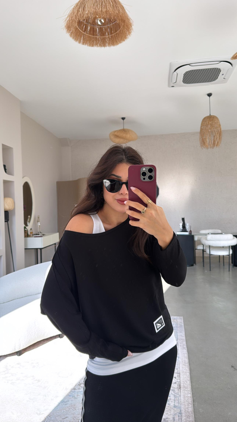 Simli Şeritli Etekli Modal Üçlü Takım