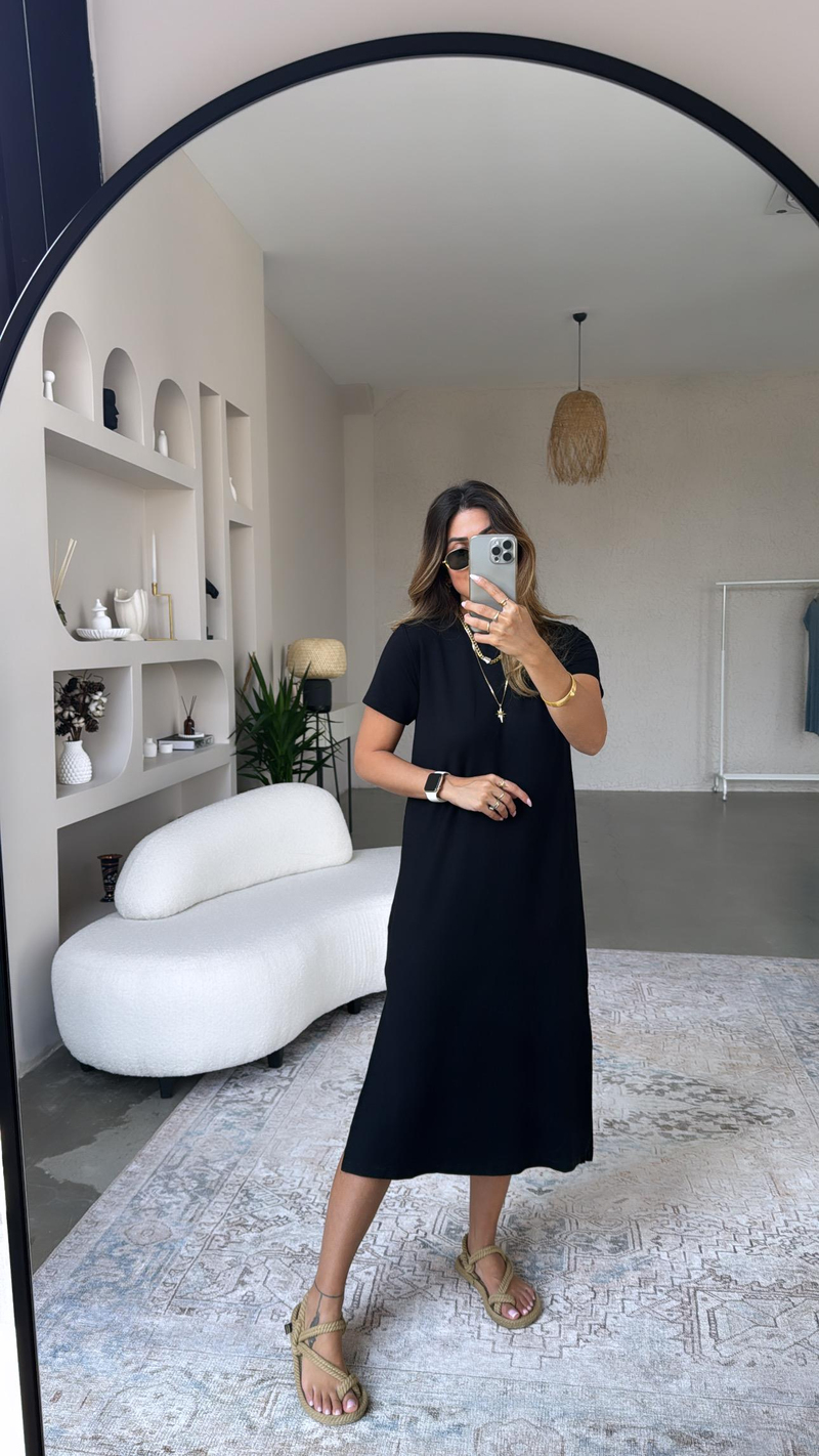Siyah Basic Kısa Kol Elbise