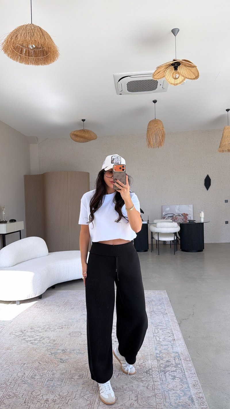 Siyah Beli Katlı Şardonlu Brshk Model Eşofman
