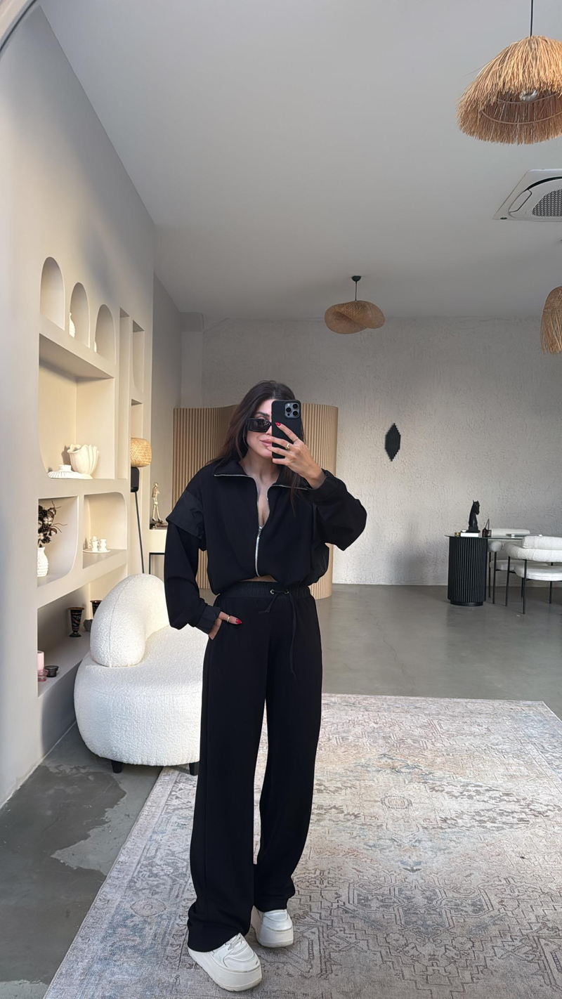 Siyah Ceketli Paraşüt Kumaşlı Twst Model Takım