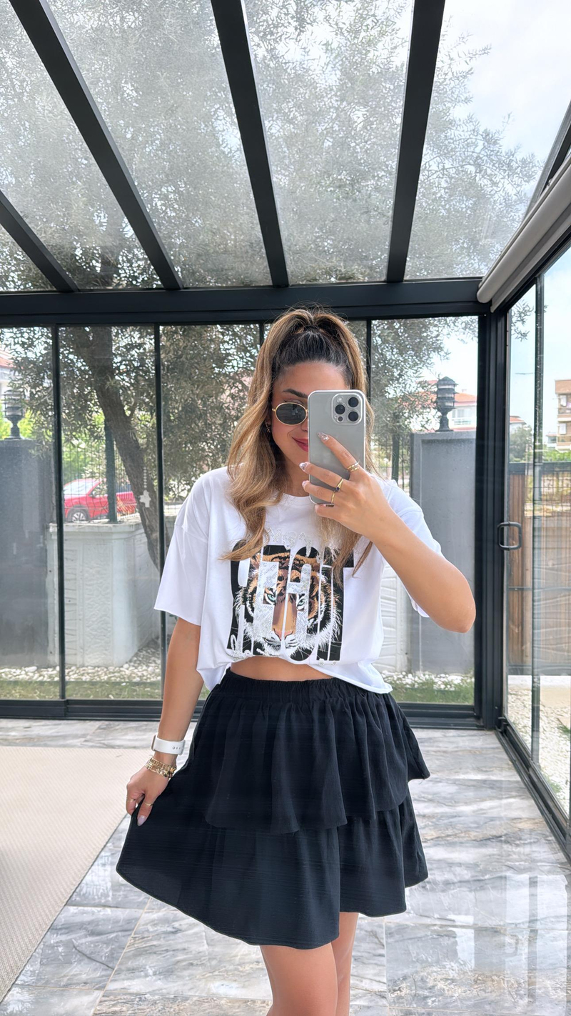 Siyah Çift Kat Etek
