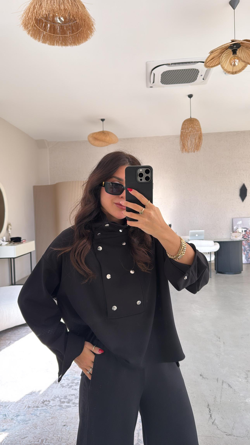 Siyah Çıtçıt Detaylı Modal Takım