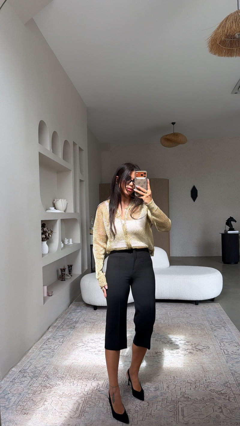 Siyah Dlv Premium Kapri Pantolon