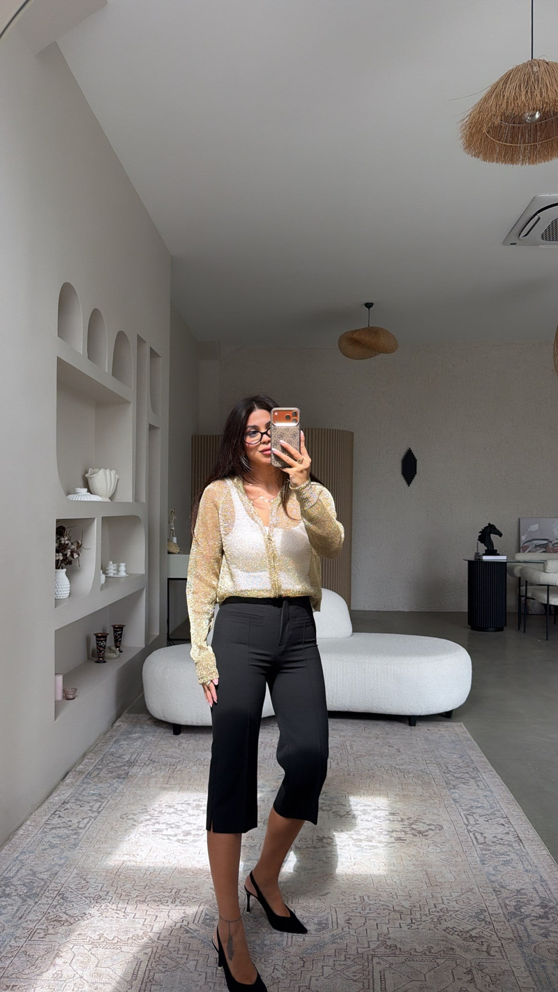 Siyah Dlv Premium Kapri Pantolon