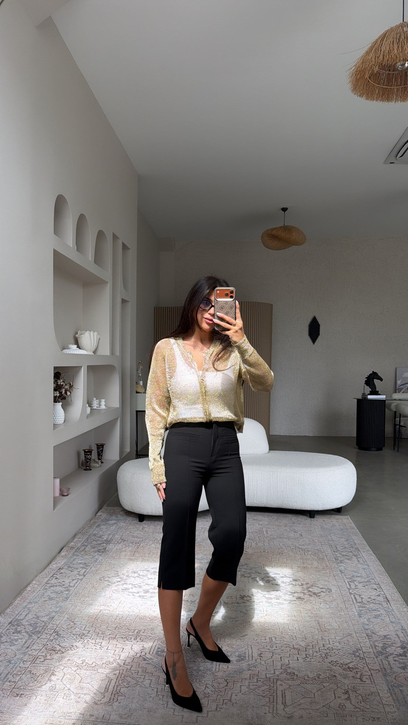 Siyah Dlv Premium Kapri Pantolon