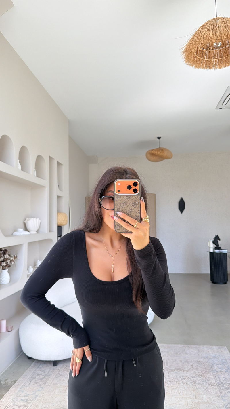 Siyah Globlu Uzun Kollu Bra Free Basic Bluz