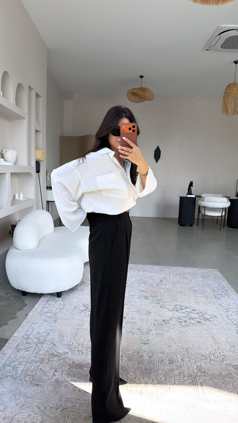 Siyah Gold Düğmeli Premium Pantolon