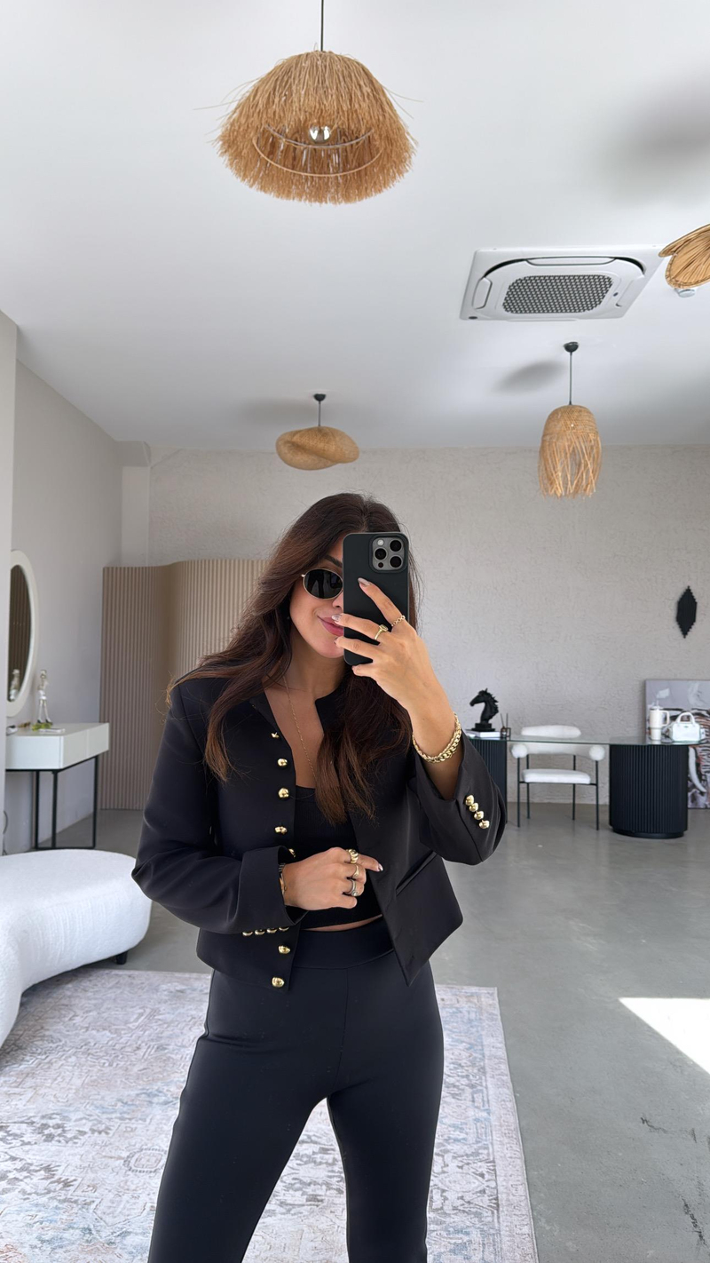 Siyah Gold Düğmeli ZR Model Premium Ceket