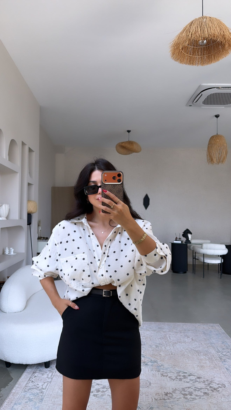 Siyah İçi Şort Kemerli Premium Mini Etek