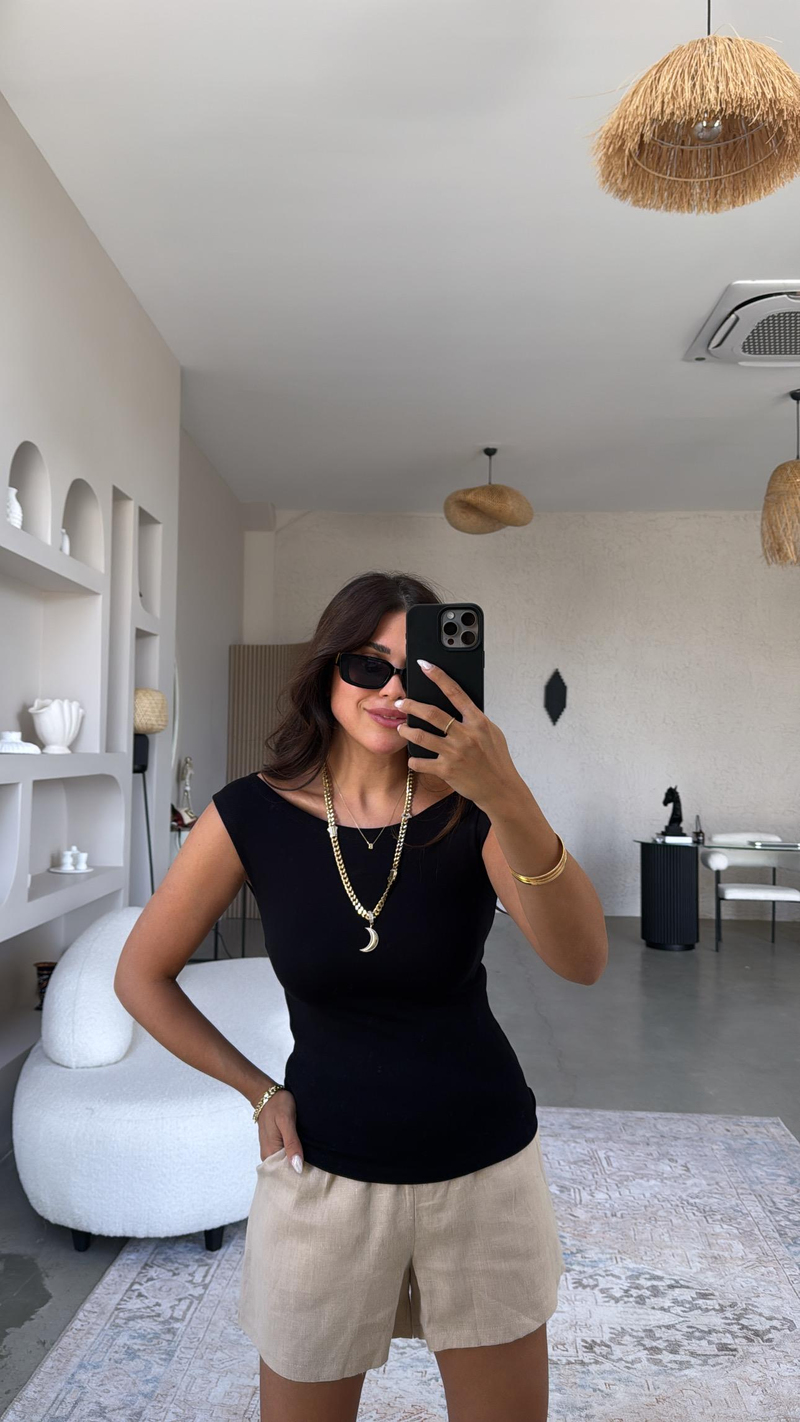 Siyah Kayık Yaka Oys Body