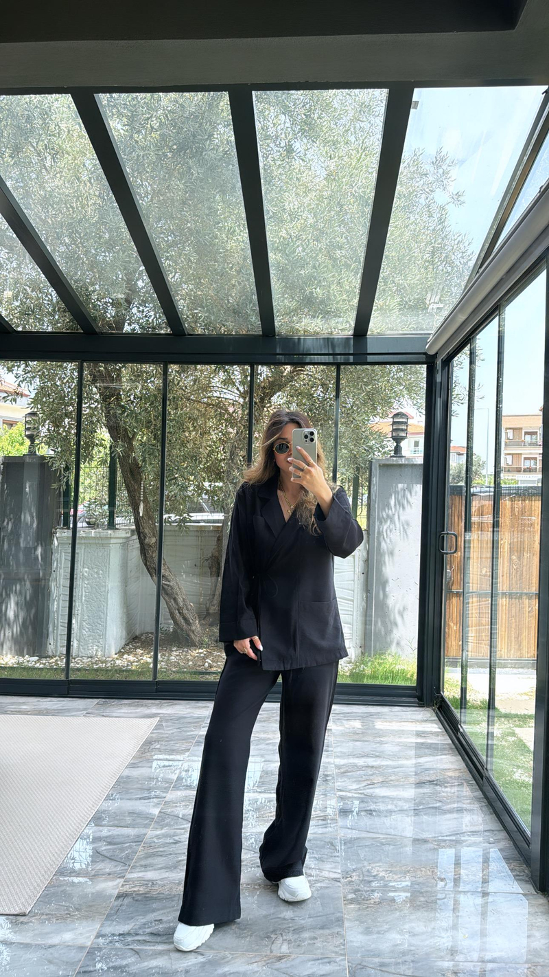 Siyah Keten Premium Takım