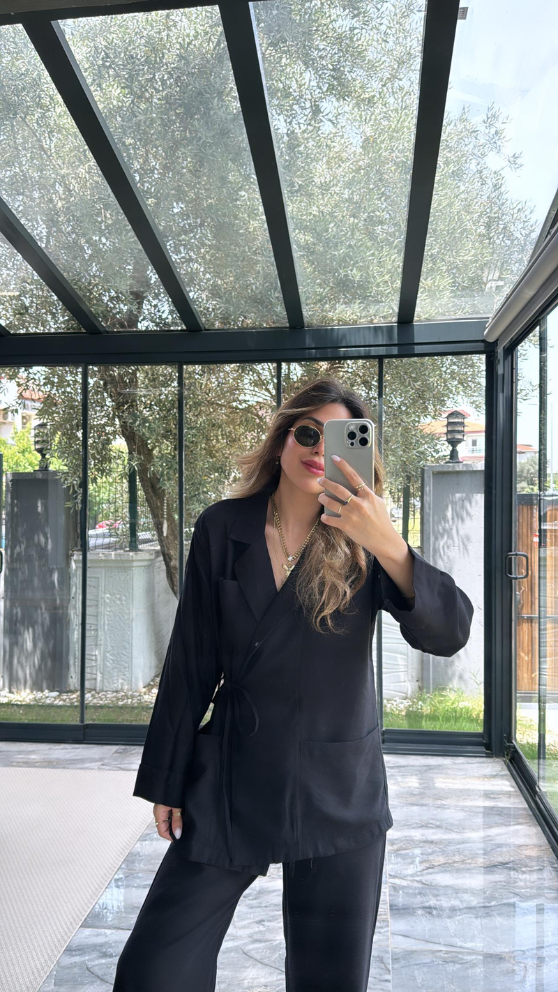 Siyah Keten Premium Takım