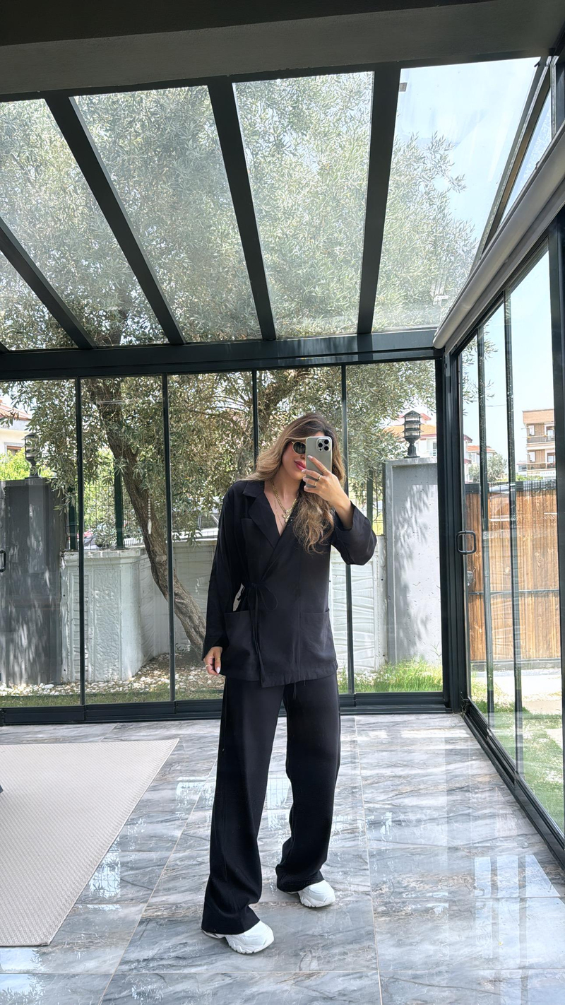 Siyah Keten Premium Takım
