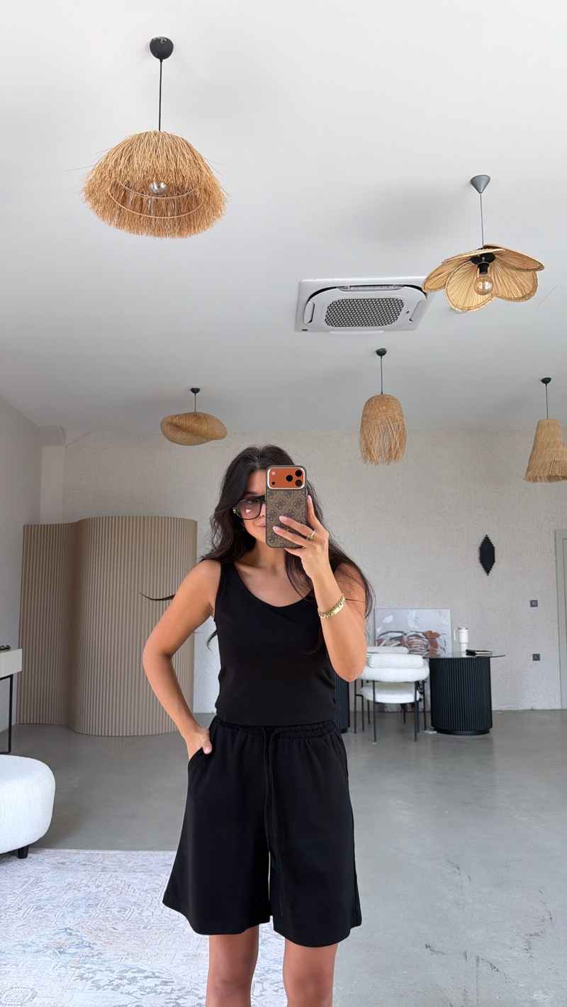 Siyah Modal Atlet Şort Takım