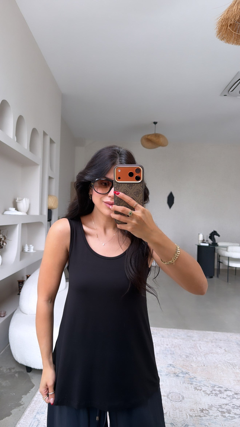 Siyah Oval Bitişli Salaş Atlet
