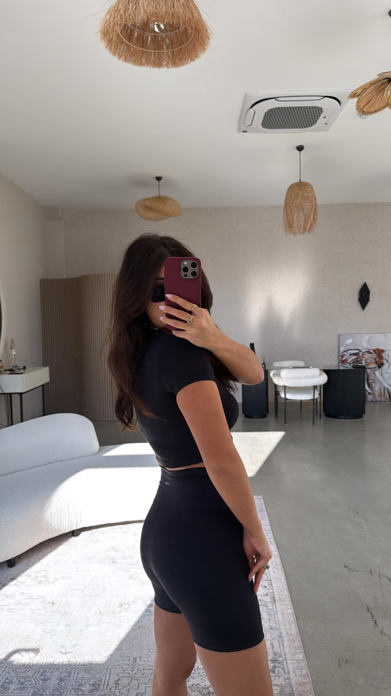 Siyah Oys Şortlu Takım