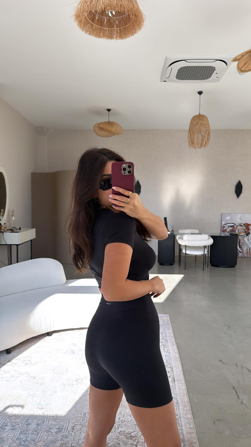 Siyah Oys Şortlu Takım