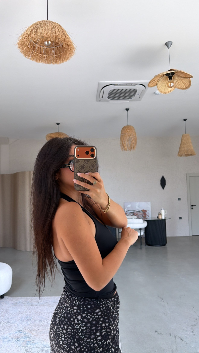 Siyah Polyamid Halter Top